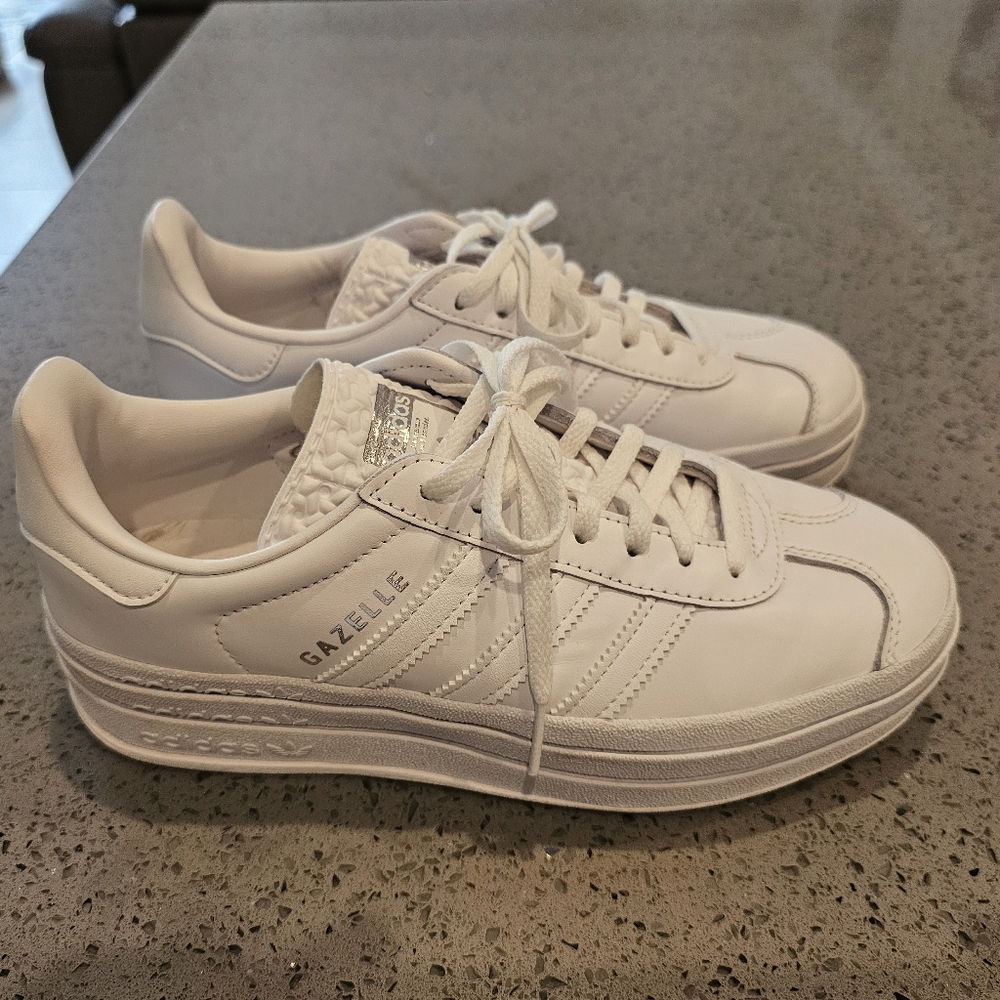 Adidas Gazelle Bold Triple White Sneakers ( HARD TO FIND)